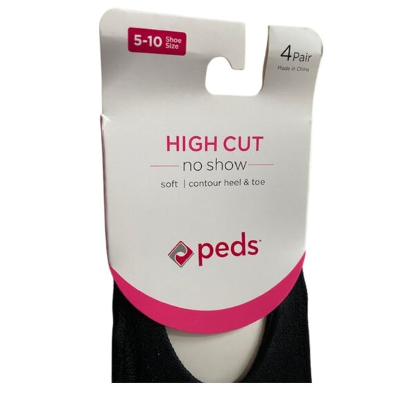 PEDS 12 PAIR Black Hi Cut NO SHOW Soft Sport Liner Socks - Contour Heel and Toe - Picture 3 of 7